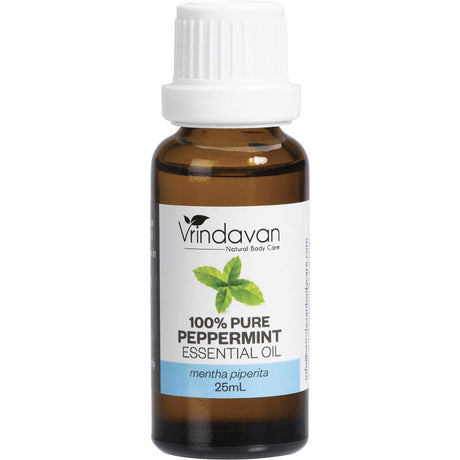 Vrindavan Essential Oil 100% Peppermint 25ml - Dr Earth - Aromatherapy
