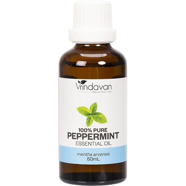 Vrindavan Essential Oil 100% Peppermint 50ml - Dr Earth - Aromatherapy