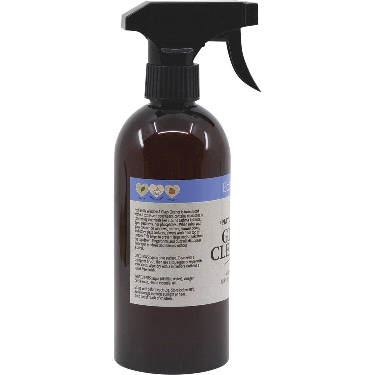 Vrindavan Glass Cleaner Eco Family Windows, Mirrors, Showers 500ml - Dr Earth - Cleaning