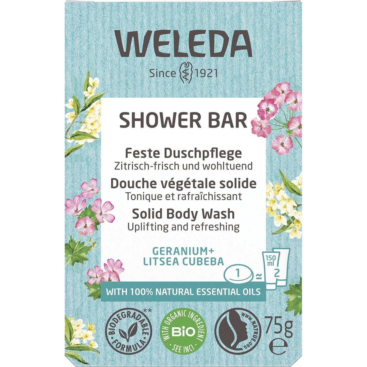 Weleda Shower Bar Geranium & Litsea Cubeba 75g - Dr Earth - Bath & Body