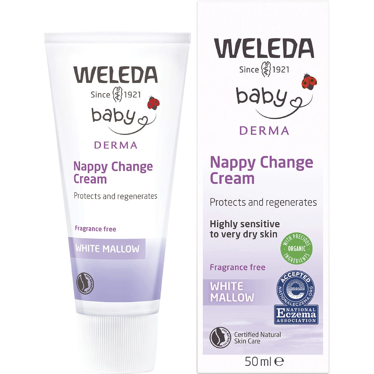 Weleda White Mallow Nappy Change Cream Fragrance Free 50ml - Dr Earth - Baby & Kids