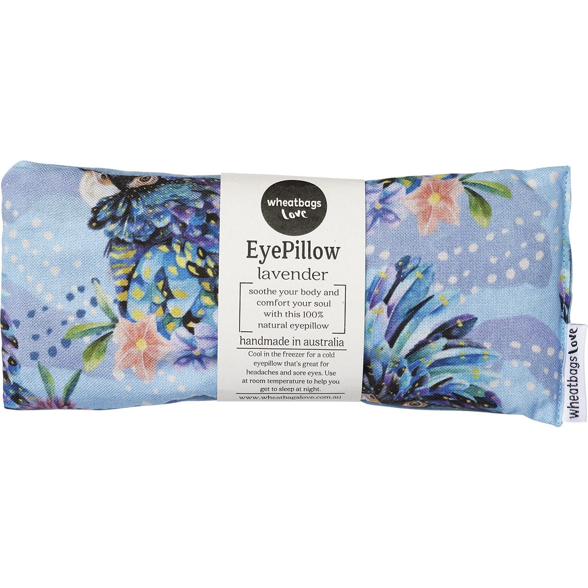 Wheatbags Love Eyepillow Blue Cockatoo Lavender Scented - Dr Earth - Sleep & Relax