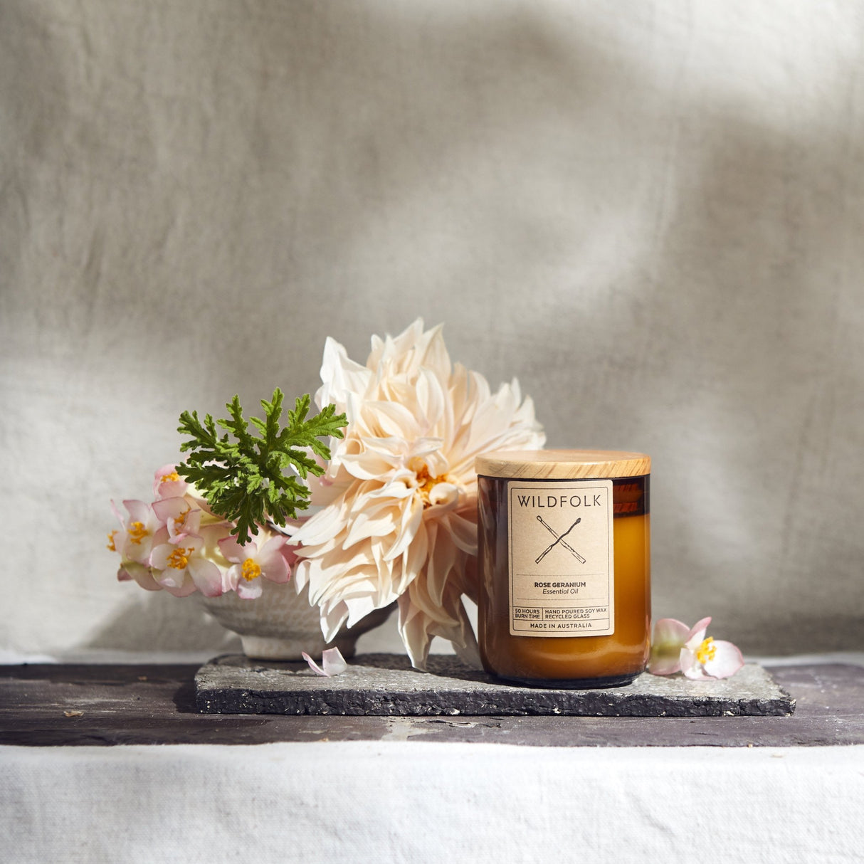 Wildfolk Rose Geranium - Dr Earth - Scented soy wax candle