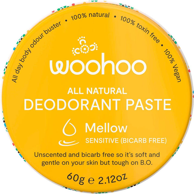 Woohoo Body Deodorant Paste Tin Mellow Sensitive Bicarb Free 60g - Dr Earth - Bath & Body