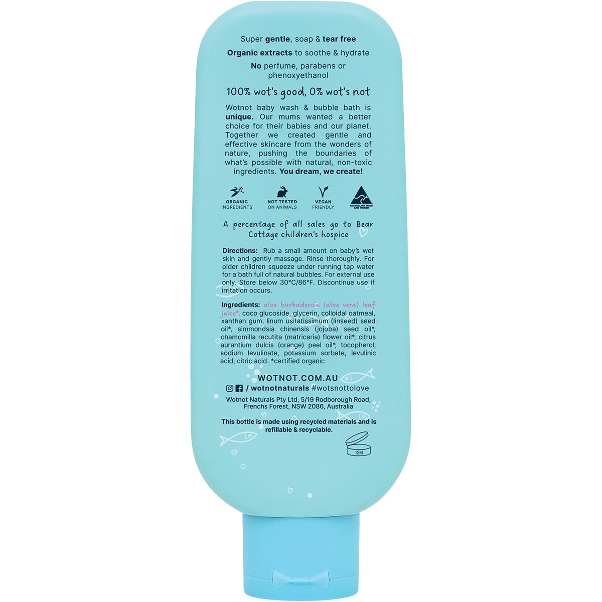 Wotnot Baby Wash & Bubble Bath Suitable For Sensitive Skin 250ml - Dr Earth - Baby & Kids