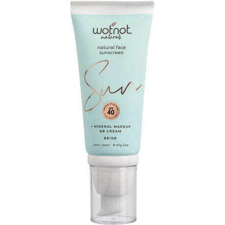 Wotnot Natural Face Sunscreen 40 SPF Beige BB Cream 60g - Dr Earth - Sun & Tanning, Makeup