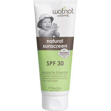 Wotnot Natural Sunscreen SPF 30 Suitable for 3 Months+ 100g - Dr Earth - Sun & Tanning, Baby & Kids