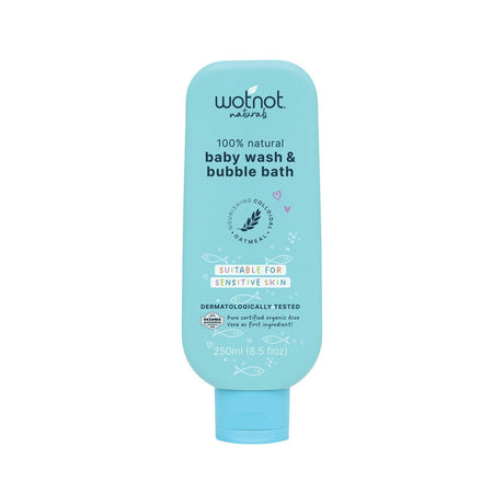 WOTNOT NATURALS 100% Natural Baby Wash & Bubble Bath 250ml - Dr Earth - Body & Beauty, Skincare, baby