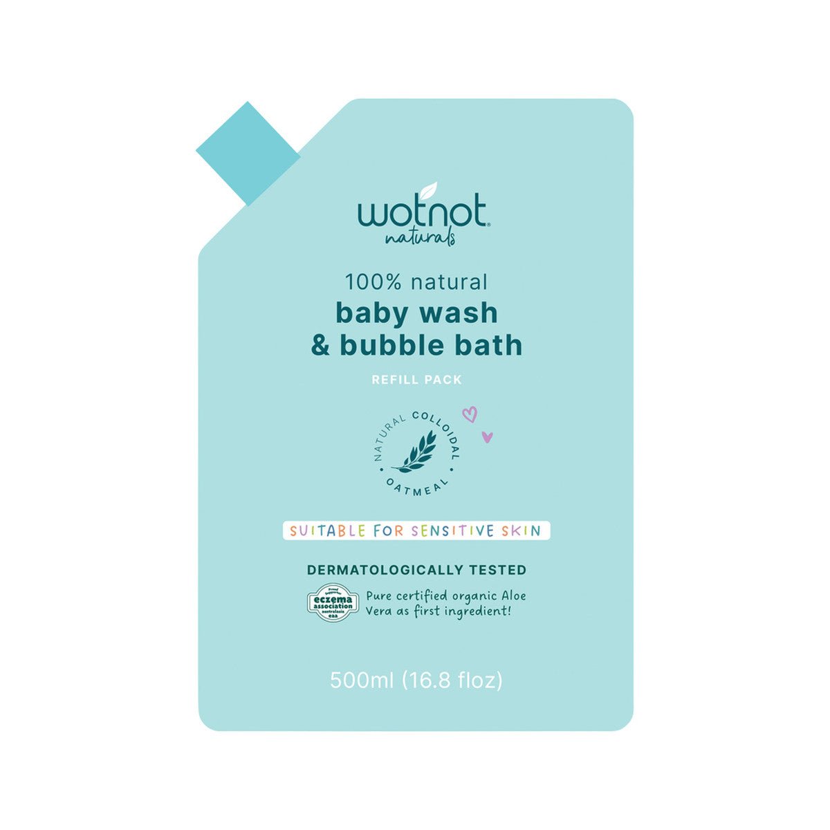 WOTNOT NATURALS 100% Natural Baby Wash & Bubble Bath Refill 500ml - Dr Earth - Body & Beauty, Skincare, baby