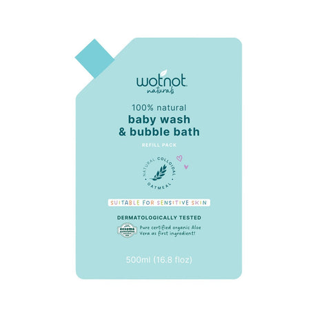 WOTNOT NATURALS 100% Natural Baby Wash & Bubble Bath Refill 500ml - Dr Earth - Body & Beauty, Skincare, baby