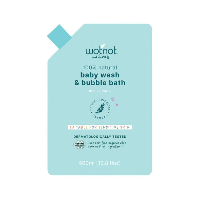 WOTNOT NATURALS 100% Natural Baby Wash & Bubble Bath Refill 500ml - Dr Earth - Body & Beauty, Skincare, baby