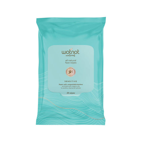 WOTNOT NATURALS All Natural Face Wipes Sensitive x 25 Pack - Dr Earth - Body & Beauty, Skincare