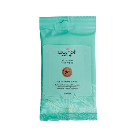 WOTNOT NATURALS All Natural Face Wipes Sensitive x 5 Pack - Dr Earth - Body & Beauty, Skincare