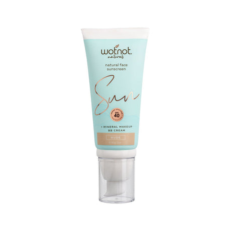 WOTNOT NATURALS Natural Face Sunscreen SPF 40 + Mineral MakeUp BB Cream Nude 60g - Dr Earth - Body & Beauty, Skincare, Sun Protection