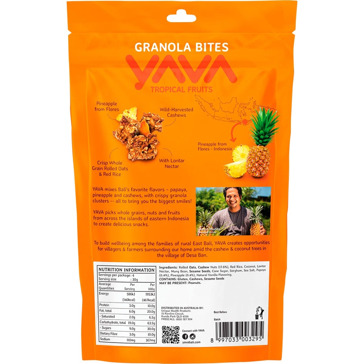 YAVA Granola Bites Tropical Fruits 125g - Dr Earth - Breakfast, Bites & Clusters