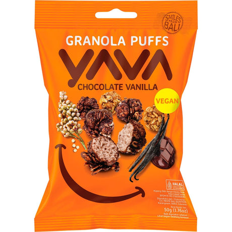 YAVA Granola Puffs Chocolate Vanilla 50g - Dr Earth - Breakfast, Bites & Clusters