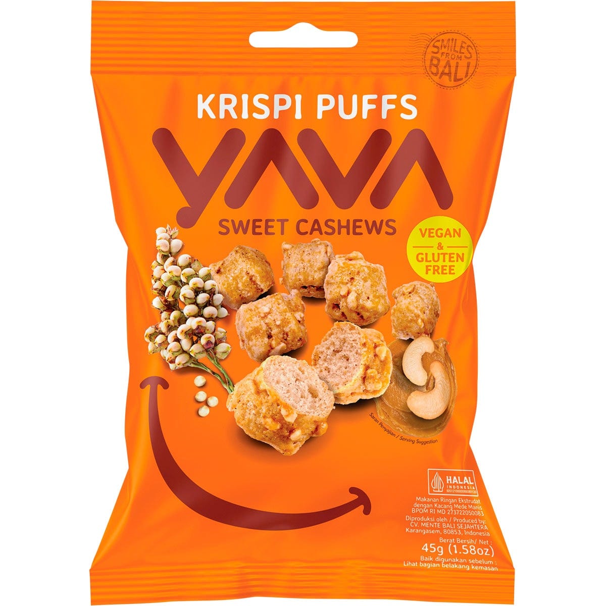 YAVA Krispi Puffs Sweet Cashews 45g - Dr Earth - Dried Fruits Nuts & Seeds, Bites & Clusters