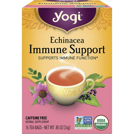 Yogi Tea Herbal Tea Bags Echinacea Immune Support 16pk - Dr Earth - Drinks, Immune Support