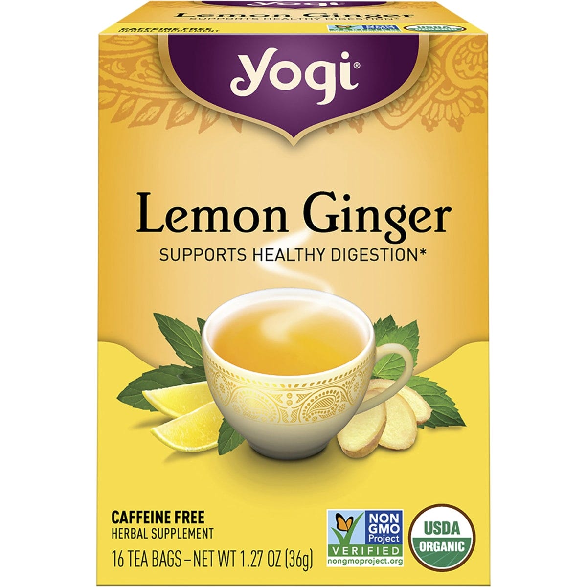 Yogi Tea Herbal Tea Bags Lemon Ginger 16pk - Dr Earth - Drinks