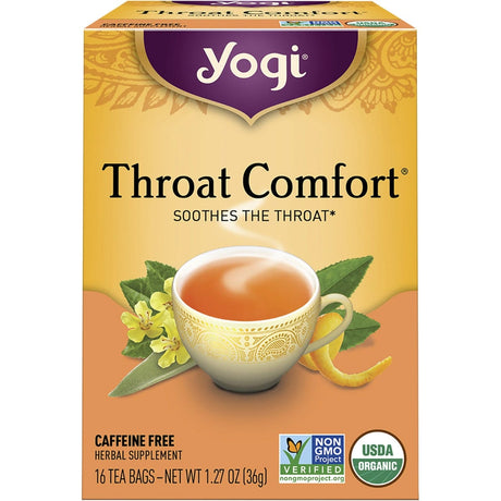 Yogi Tea Herbal Tea Bags Throat Comfort 16pk - Dr Earth - Drinks, Cold & Flu