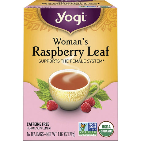Yogi Tea Herbal Tea Bags Woman's Raspberry Leaf 16pk - Dr Earth - Drinks, Women's Health